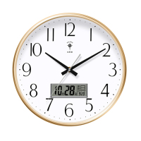 北极星 POLARIS 6816 15英寸 静音简约日历时钟 金色