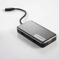 联想(Lenovo)玻璃镜面转接线Type-C扩展坞usb分线器扩展一拖四VGA读卡器hdmi EV06