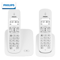 飞利浦(PHILIPS)无绳电话机 无线座机 子母机 办公家用 屏幕白色背光 持久待机 DCTG186(1+1)白色