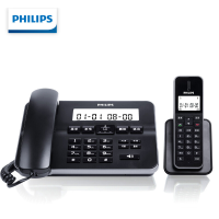  飞利浦(PHILIPS）无绳电话机 无线座机 子母机 办公家用 中文菜单 双免提 扩展子机 DCTG192黑色