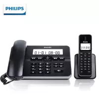  飞利浦(PHILIPS）无绳电话机 无线座机 子母机 办公家用 中文菜单 双免提 扩展子机 DCTG192黑色
