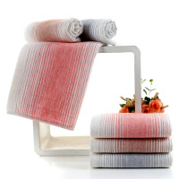 杉喜 全棉渐变条纹毛巾素色洗脸巾(3条装)35*75cm S-9078