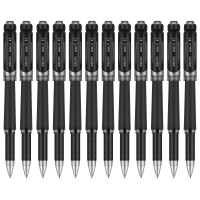Zs-得力S21 0.7mm黑色中性笔水笔签字笔 办公用品 磨砂杆 12支装