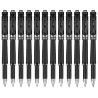 Zs-得力S21 0.7mm黑色中性笔水笔签字笔 办公用品 磨砂杆 12支装