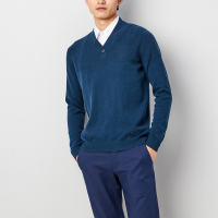 鄂尔多斯ERDOS V领商务休闲羊绒衫修身男士针织衫/毛衣