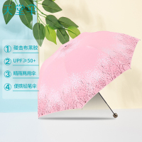 天堂伞 三折黑胶晴雨伞防紫外线太阳伞遮阳伞铅笔伞55cm*7骨 30134E粉红1283