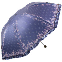 天堂伞 UPF50+双面柔粉亮胶丝印拼裙边三折晴雨伞太阳伞 紫色 30049E