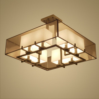 思驹 88200-8 74*74*50CM 新中式吊灯 客厅餐厅现代简约卧室吸顶 餐馆茶室极简 古铜色(单位:个)
