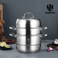 诺顿 2ZWLY028 维利亚全能蒸锅 不锈钢 28cm多层蒸锅组合 燃气炉电磁炉通用(单位:个)