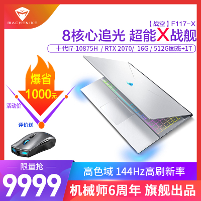 MACHENIKE机械师战空F117-X 15.6英寸吃鸡发烧游戏本笔记本电脑轻薄本独显全面屏金属窄边(十代酷睿i7-10875H RTX2070 16G 512GB+1TB)