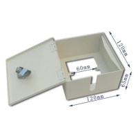 电瓶车暗装带锁防盗盒防水盒充电插座室外防盗电盒子 规格米白色120*120*65mm