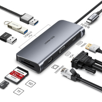 绿联 九合一多功能扩展坞USB-C转HDMI线转换器(带PD充电) Type-C 深灰色