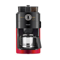 飞利浦PHILIPS咖啡机家用磨豆机全自动磨粉机双豆槽带预约功能非胶囊咖啡壶炫光红HD776250