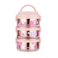 多样屋 樱花 三层注水饭盒TA31-0007BP
