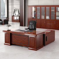 佐盛办公家具老板桌总裁桌大班台办公桌油漆贴实木皮经理桌含侧柜活动柜 1.6米