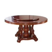 震海全橡木圆形餐桌（160CM带转盘）