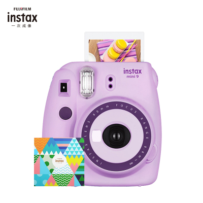 富士(FUJIFILM)INSTAX 立拍立得 一次成像 胶片相机 mini9气质紫相机 套餐四(含礼盒+相纸)