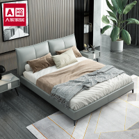A家家具皮艺床 意式轻奢三色可选1.5米1.8米双人床软靠床卧室家具DA0153 1.5米架子床+床垫+床头柜*1(颜色
