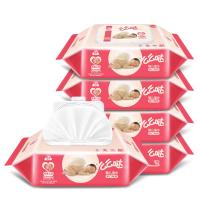 洁云 湿巾湿纸巾 么么哒牡丹纯露婴儿手口卫生湿巾纸 带盖80片/包 6包装