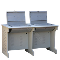 永立多媒体单人台式电教室隐藏翻盖式机房钢木双人翻转培训电脑桌微机桌 单人位800W*700D*750H
