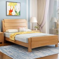 群兴俊达 GSC-013 1000*2000mm 榉木色箱框结构【无床头柜】 中式实木现代简约双人床卧室床