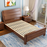 群兴俊达 GSC-004 1500*2000mm 胡桃色框架结构[无床头柜] 中式实木现代简约双人床卧室床