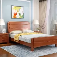 群兴俊达 GSC-008 1200*2000mm 海棠色框架结构[无床头柜] 中式实木现代简约双人床卧室床
