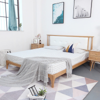 群兴俊达 JX-010 软包角床1.8米 [不含床头柜]新款实木软包角床北欧实木床卧室双人床家具床