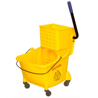 白云清洁 拖把桶榨水车商用挤水车酒店家用挤干桶地拖桶柞水压水墩布车 黄色36升