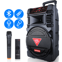 联想 便携蓝牙音响户外拉杆音箱 12英寸低音单咪 V07优越版 黑色