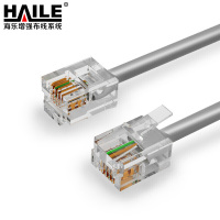 海乐(Haile) HT-100-2M 10条装 二芯/两芯/2芯电话跳线6P4C纯铜电话线 2米