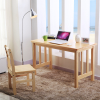 佐盛简易实木书桌台式电脑桌家用学生写字台松木学习桌含椅子80*60