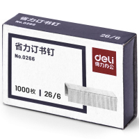 得力(deli) 0266省力订书钉 高强度订书钉(银色)(1000枚/盒)*100盒