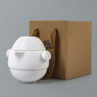 古时候瓷器企鹅杯套装一壶两杯 便携小巨蛋茶具G02 白色 单套装