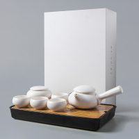 古时候瓷器鹅卵石系列 家用简约小茶盘托盘茶道茶海茶台茶杯功夫茶具套装G62白色 单套装