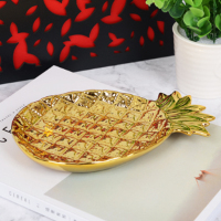 金色菠萝盘 北欧陶瓷菠萝形收纳盘 首饰托盘 糕点心碟水果盘子