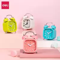 得力9035时尚创意闹钟 个性卧室床头 静音夜光学生儿童懒人小闹钟得力