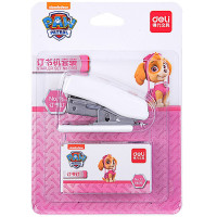 得力0313 12号汪汪队立大功迷你订书机(浅红)(12卡/盒)单卡价格JS