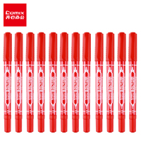 齐心 Comix速干防水小双头油性物流笔-记号笔 红色12支装 MK804