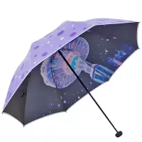 天堂伞 30135ELCJ 碰击布黑胶双面转印三折蘑菇太阳伞晴雨伞 紫色
