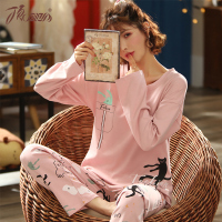 顶瓜瓜2020新款女士纯棉睡衣卡通印花女士家居服套装