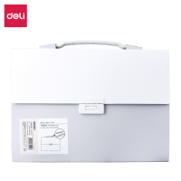 得力deli13格A4软胶双色把手风琴包学生试卷包作业包补习包灰5237