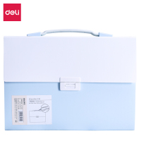 得力deli13格A4软胶双色把手风琴包学生试卷包作业包补习包蓝72491