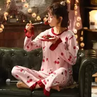 顶瓜瓜 女士2020新款秋冬印花睡衣纯棉女士家居服