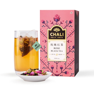 茶里(ChaLi) 重瓣红玫瑰花草茶红茶茶叶组合茶包三角袋泡茶包3g*18包 (盒)