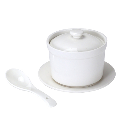 宴会用小汤盅 XTL837 250ML白瓷碟勺汤碗隔水炖盅 (套)