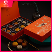 锦华 福鹿迎月 月饼礼盒(蛋黄白莲蓉月饼、黄金奶黄酥月饼、红豆沙麻薯Q心月饼、红酒蔓越莓月饼)