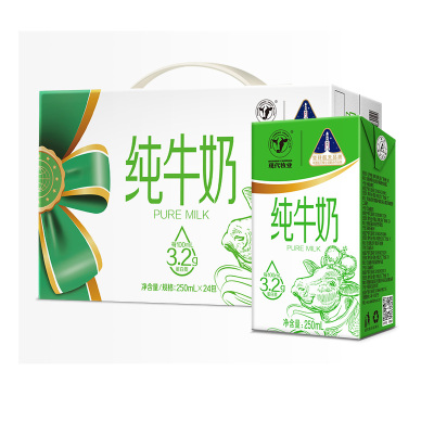 现代牧业 纯牛奶 250ml×24盒