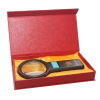 10个LED礼盒军绿色带灯光电放大镜 6倍手持式印制logo放大镜