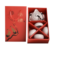 企业专享 白瓷陶瓷茶具一壶四杯礼盒装 起订量40